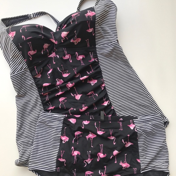torrid Other - Torrid swim suit flamingos and stripes 3xl